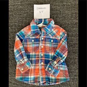 OshKosh, 2T, plaid color (blue/orange dominant)
